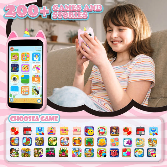 Kids Smart Phone for Girls, Birthday Holiday Gifts for Girls Age 3-12, Kids Toy Phone, 3.97" Touch Screen Kids Toy Phone, With More Than 210 Learning Games and More Than 190 Drawing