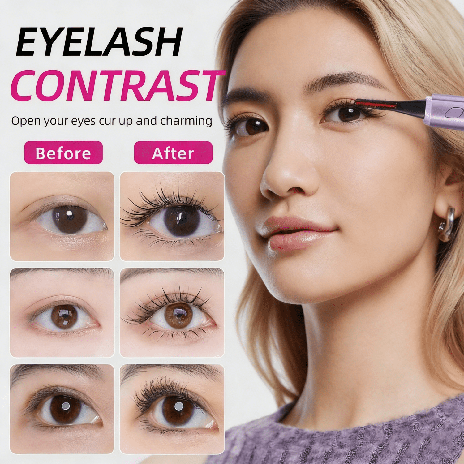 Heated Eyelash Curler Portable Electric LED Display 4 Temperature Rechargeable Long Lasting Curling Portable Makeup Tool for Women