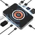 Laptop USB C Docking Station, Magnetic Wirless Charger with USB C to HDMI Adapter USB C Hub 10 in 1 Laptop Docking Station with microSD Card Reader for Cellphone, Tablet, Laptop