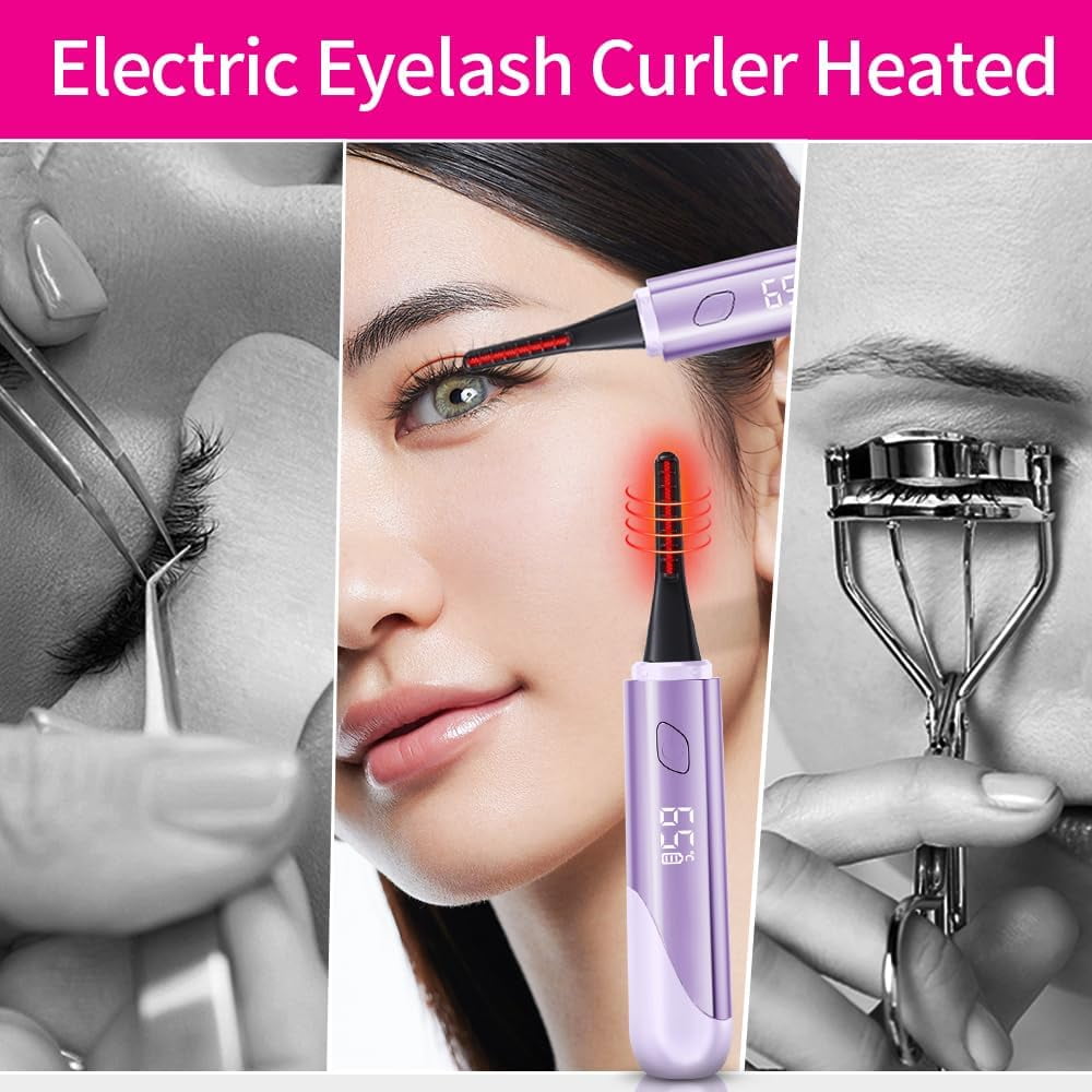 Heated Eyelash Curler Portable Electric LED Display 4 Temperature Rechargeable Long Lasting Curling Portable Makeup Tool for Women