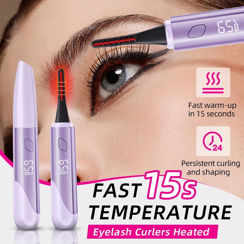 Heated Eyelash Curler Portable Electric LED Display 4 Temperature Rechargeable Long Lasting Curling Portable Makeup Tool for Women
