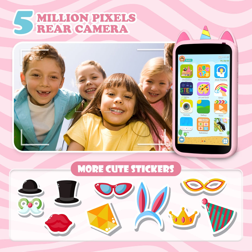 Kids Smart Phone for Girls, Birthday Holiday Gifts for Girls Age 3-12, Kids Toy Phone, 3.97" Touch Screen Kids Toy Phone, With More Than 210 Learning Games and More Than 190 Drawing