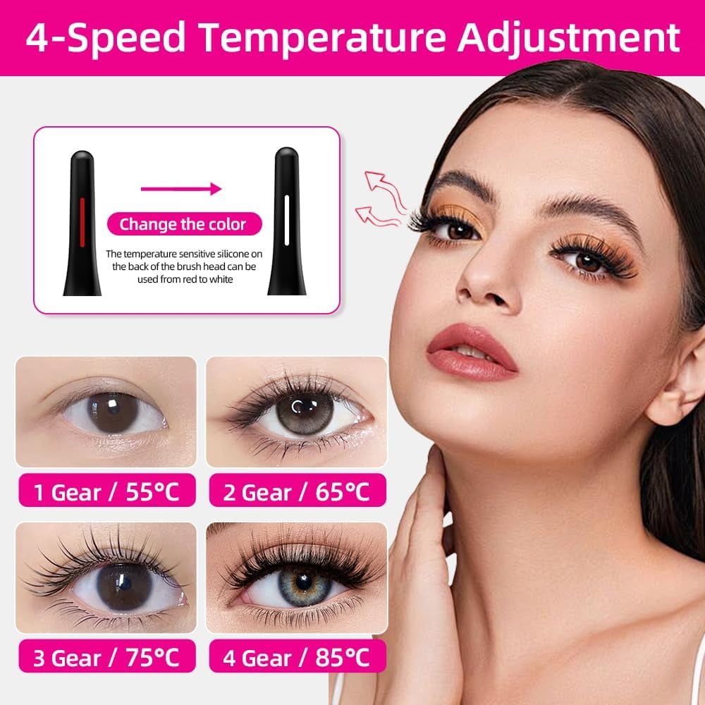 Heated Eyelash Curler Portable Electric LED Display 4 Temperature Rechargeable Long Lasting Curling Portable Makeup Tool for Women