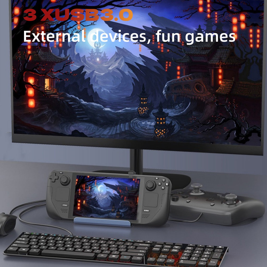 6-in-1 Steam Deck Docking Station, Wireless Laptop Docking Station 4K@60Hz HDMI 2.0, 1Gbps RJ45 Ethernet, 5Gbps USB 3.0 Ports x 3, 100W PD USB-C Charging