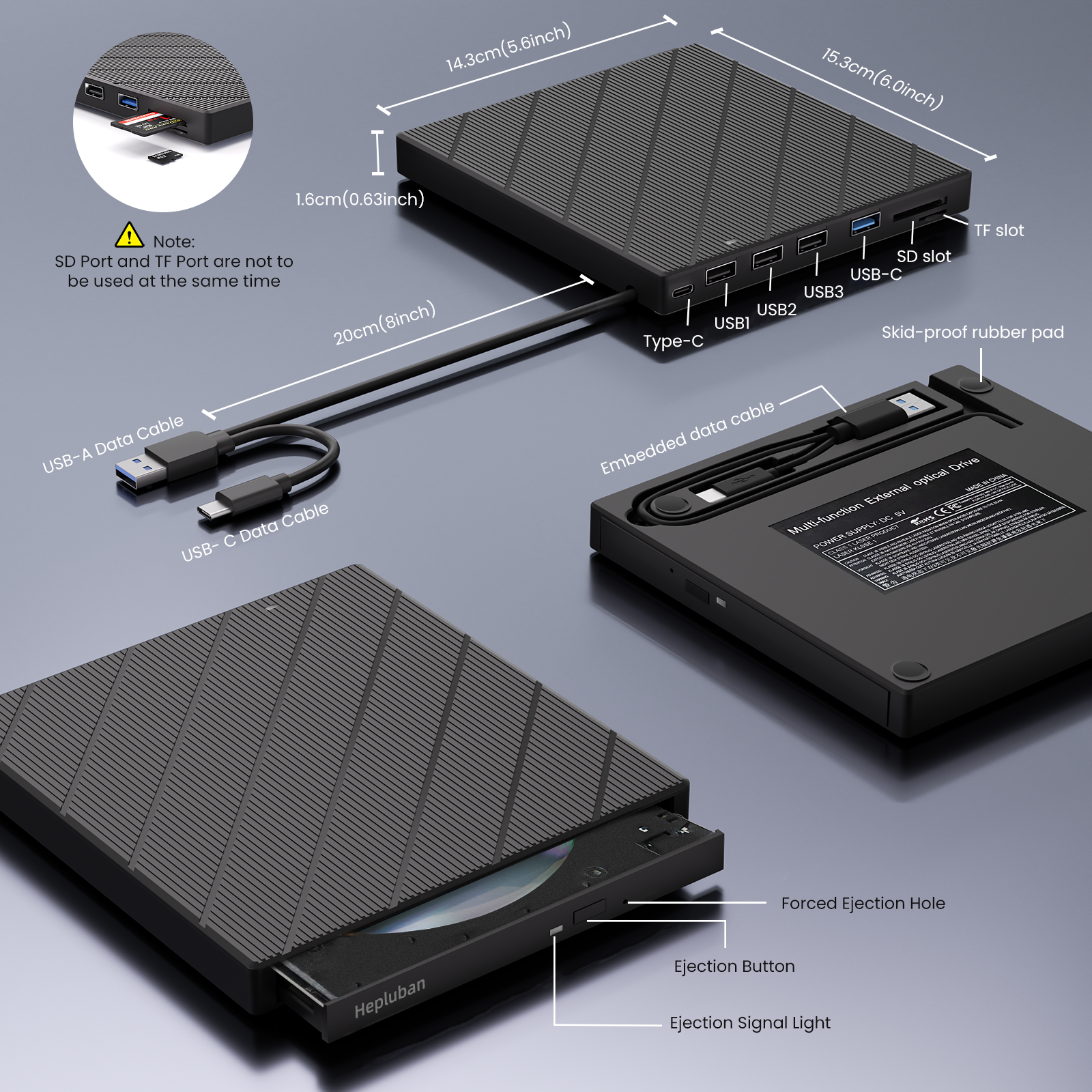 External CD/DVD Drive for Laptop, DVD Player with USB 3.0 Ultra-Slim Portable, CD Burner External Disk Drive Optical Compatible with Laptop Desktop Mac,Windows 11/10/8/7 Linux
