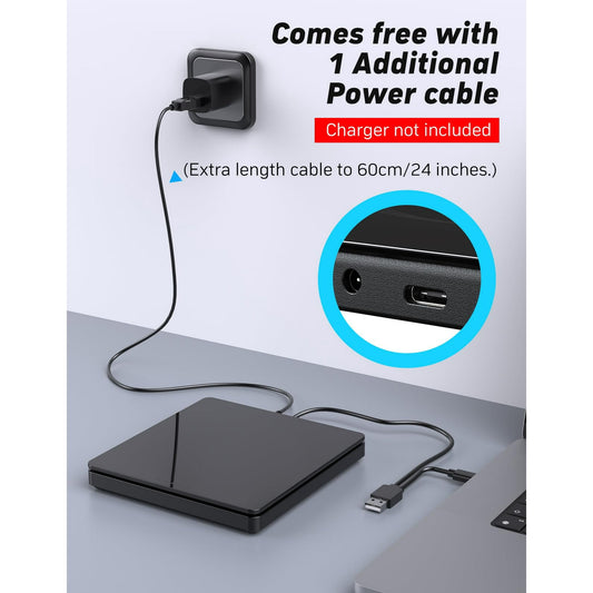 External CD/DVD Drive for Laptop,CD Burner Clamshell Portable Reader Writer Optical Disk Drive, DVD Player for Laptop +/-RW USB 3.0,External DVD Drive for PC Windows Linux Mac