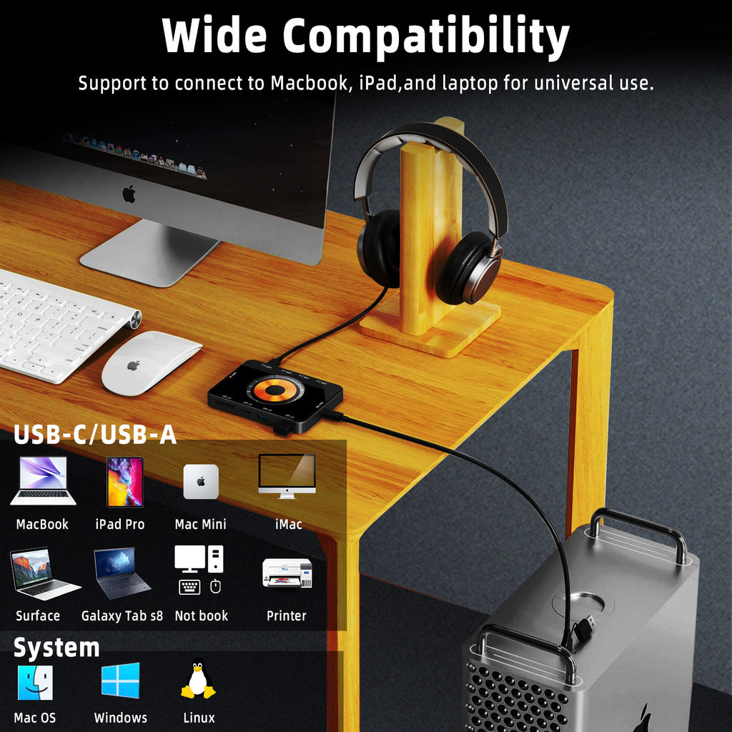 Laptop USB C Docking Station, Magnetic Wirless Charger with USB C to HDMI Adapter USB C Hub 10 in 1 Laptop Docking Station with microSD Card Reader for Cellphone, Tablet, Laptop