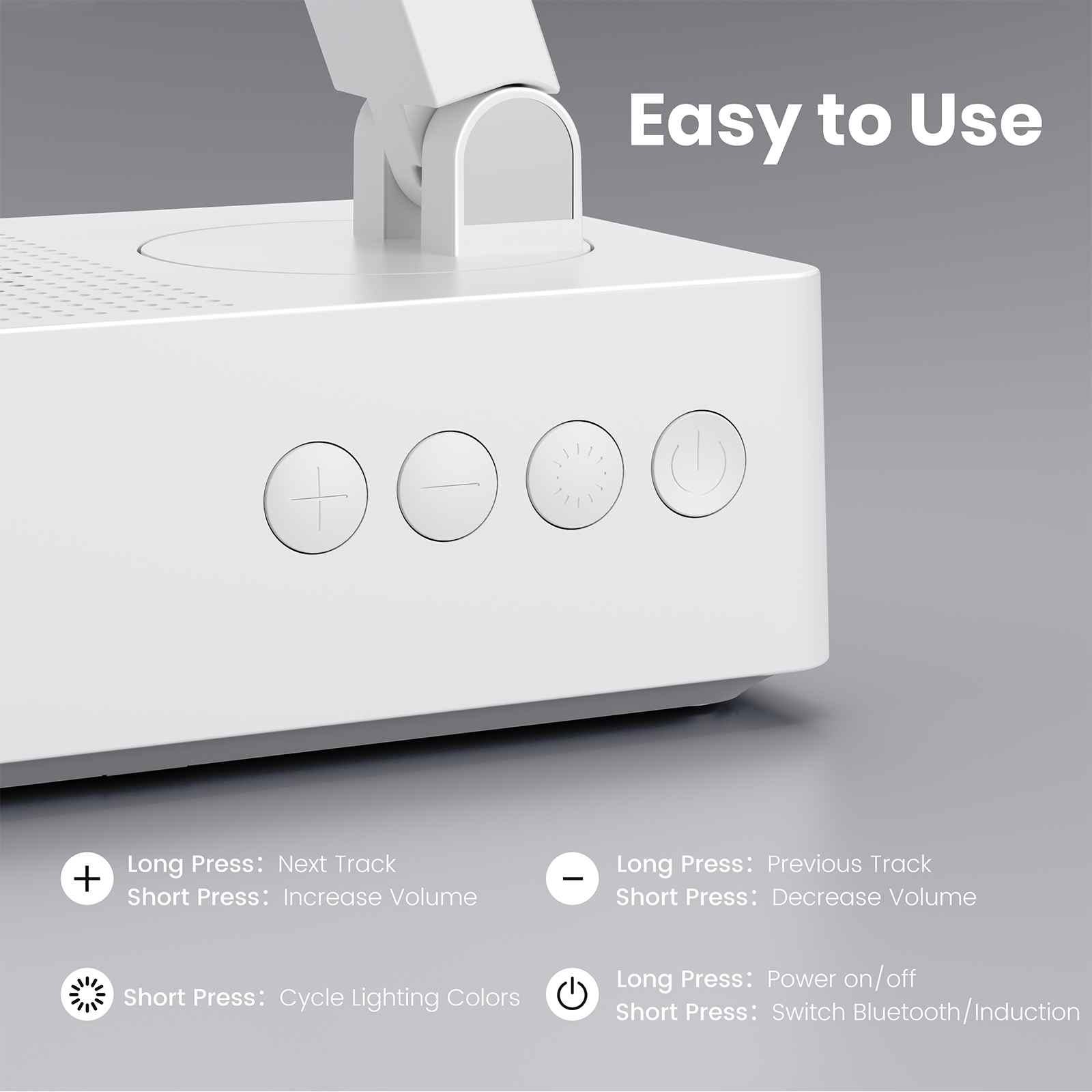 Wireless Induction Audio Bluetooth Speaker, Cell Phone Stand with Wireless Bluetooth Speaker, Unique Gifts for Men/Women, Adjustable Phone Holder with Colorful Ambient Light for iPhone/iPad