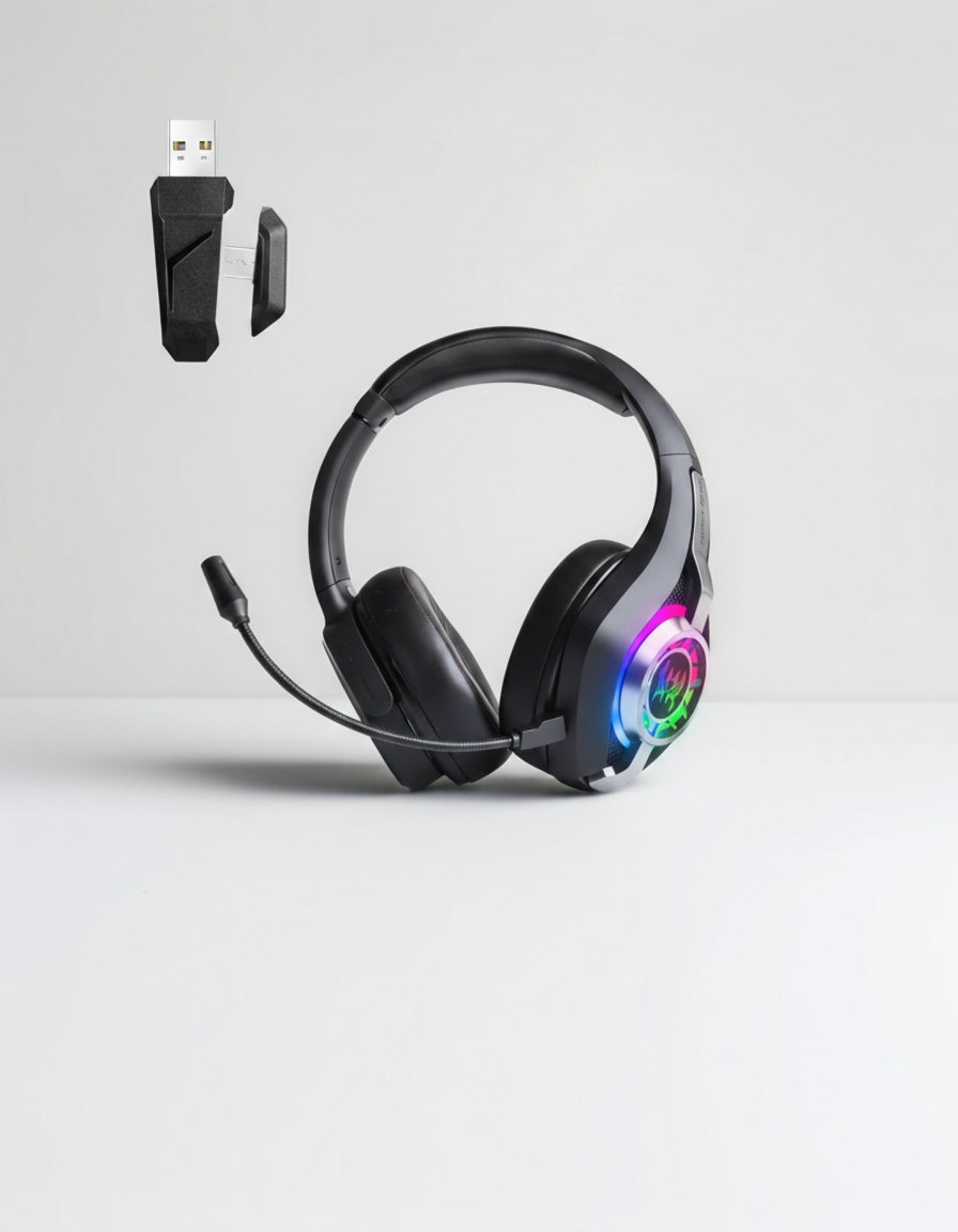 2.4GHz Wireless Gaming Headset for PC, Ps5, Ps4, Switch, Laptop, Mobile, Mac. Type-C Ultra Stable Bluetooth 5.3 Gaming Headphones with Noise Canceling Mic, 7.1 Surround Sound, Stereo Sound, RGB Light