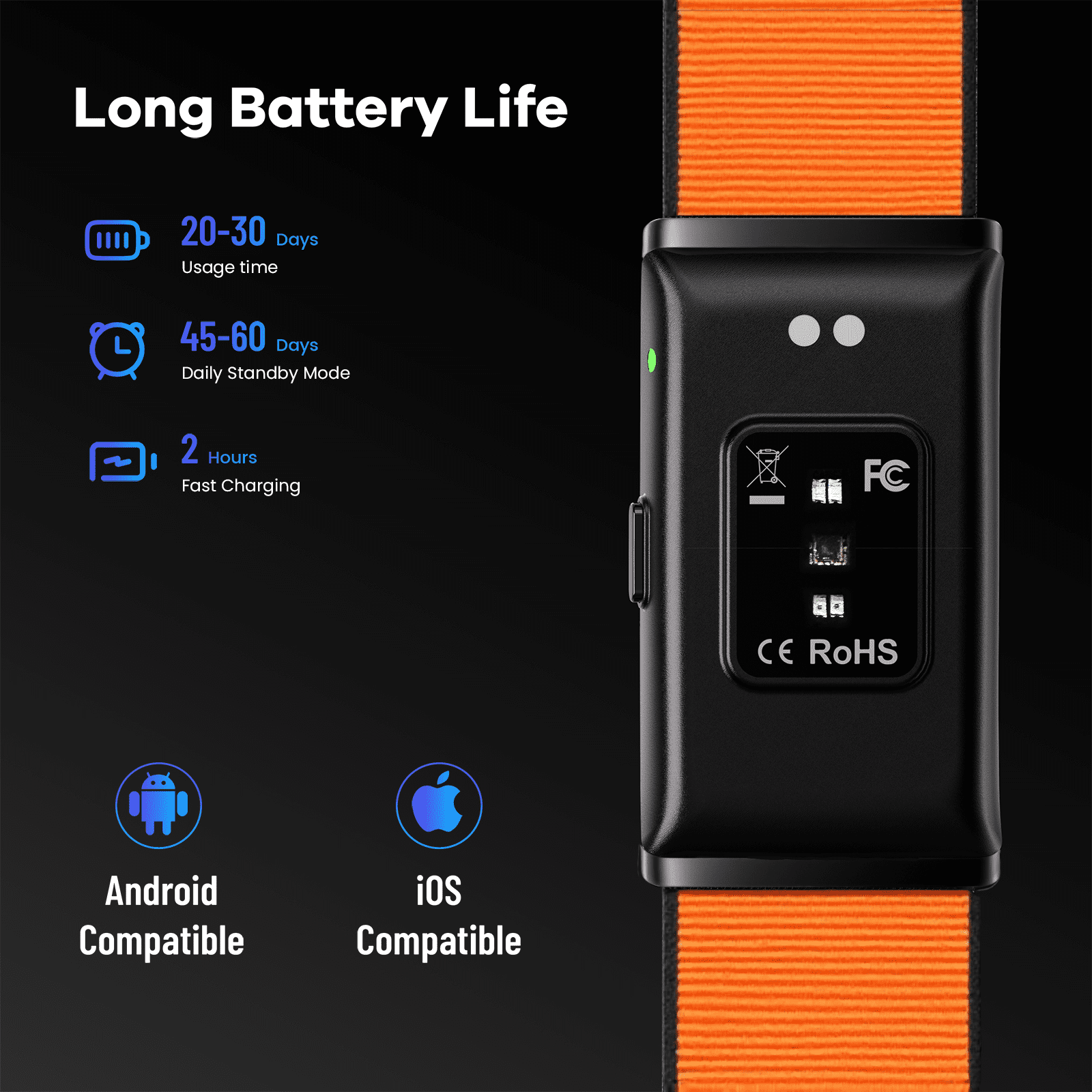 Smart Fitness Band, Lightweight Activity Tracker with Soft Nylon Strap, 120+ Sport Modes, Step Counter, Calorie & Active Time Tracking, Message Reminder, IP68 Water-Resistant, Android iOS Compatible