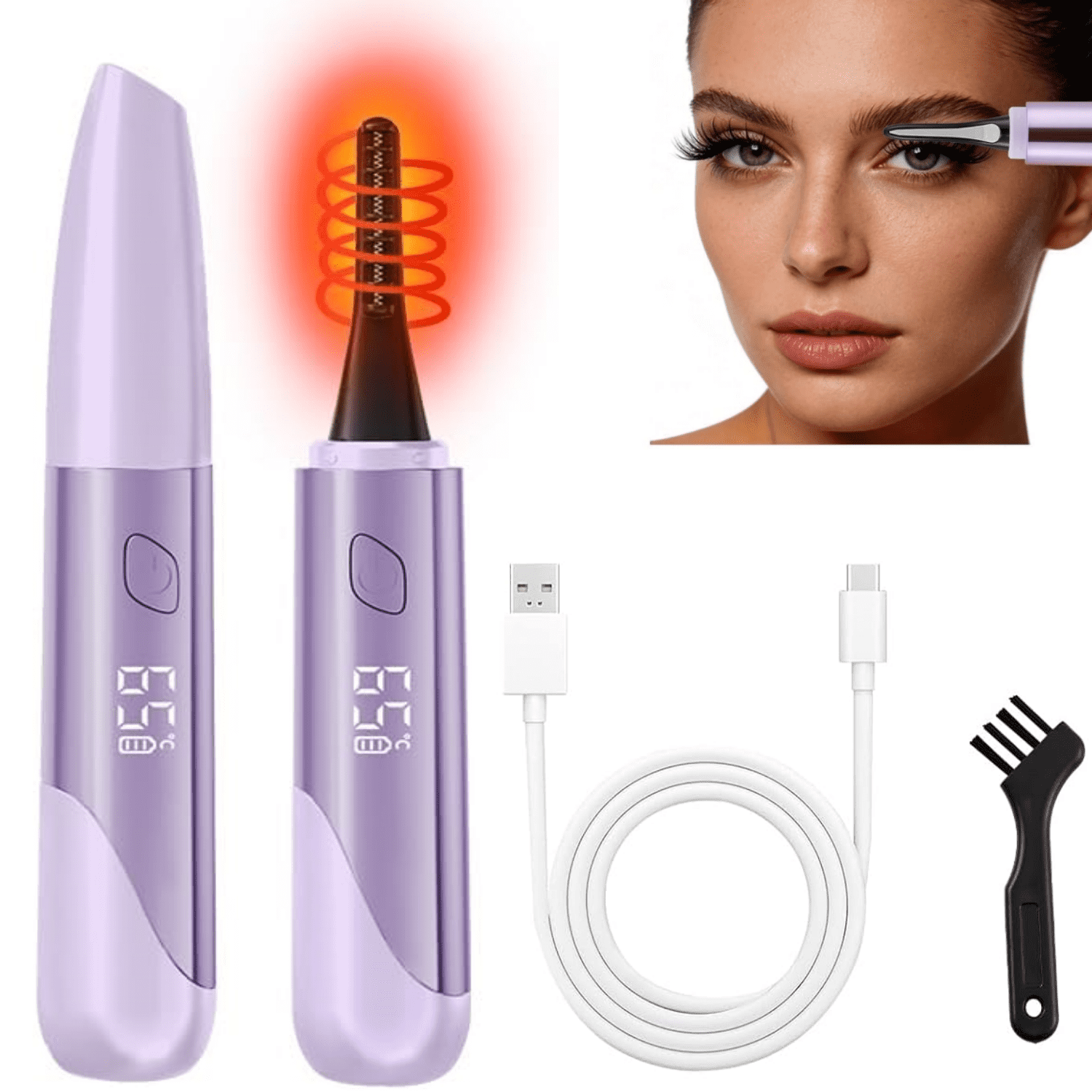 Heated Eyelash Curler Portable Electric LED Display 4 Temperature Rechargeable Long Lasting Curling Portable Makeup Tool for Women