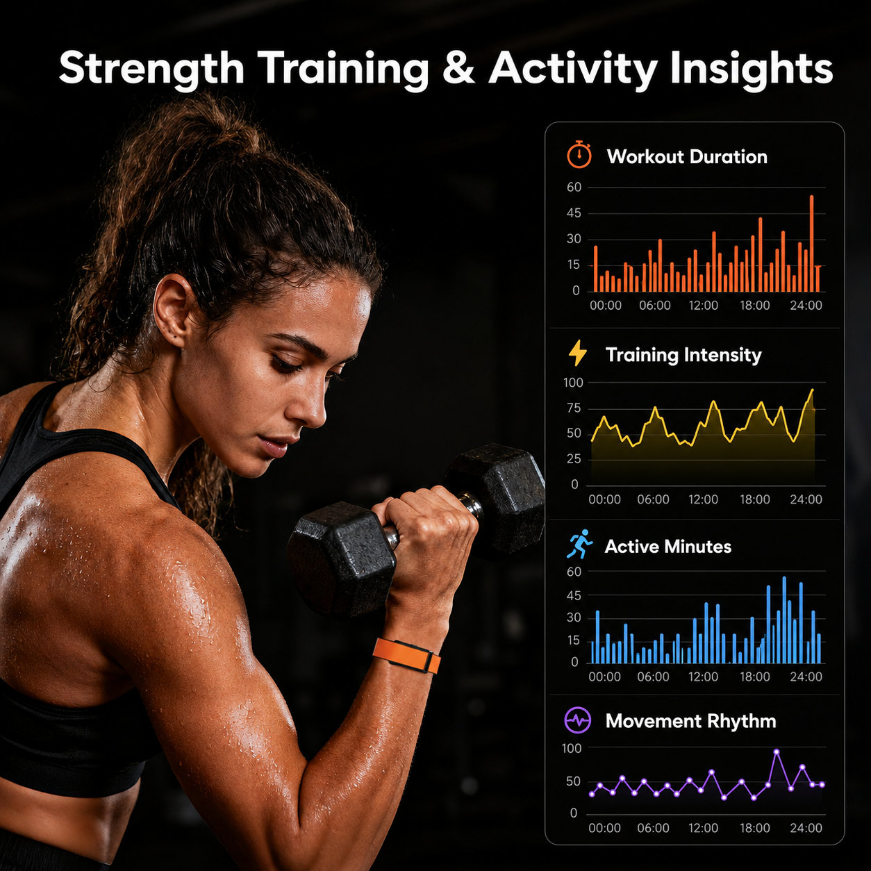 Smart Fitness Band, Lightweight Activity Tracker with Soft Nylon Strap, 120+ Sport Modes, Step Counter, Calorie & Active Time Tracking, Message Reminder, IP68 Water-Resistant, Android iOS Compatible