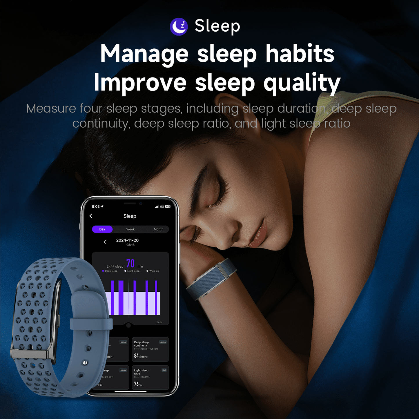 Smart Health Wristband, Wearable Activity & Fitness Tracker, 120+ Sports Modes, All-Day Continuous Monitoring, Heart Rate Tracking, Improve Sleep, Stress, Wellness, 2 Pack Bands, with Free APP